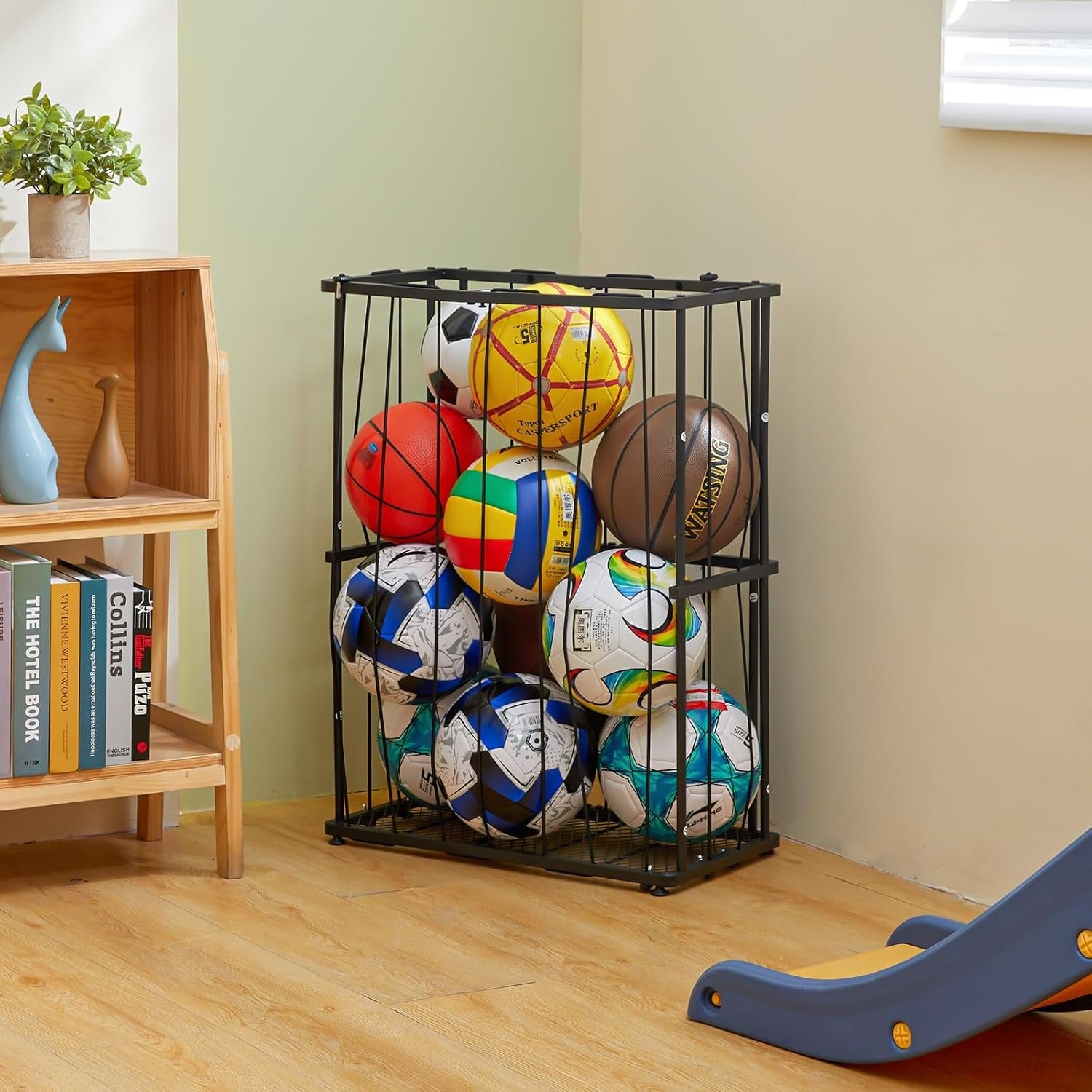 Wall & Floor Garage Ball Organizer , Black