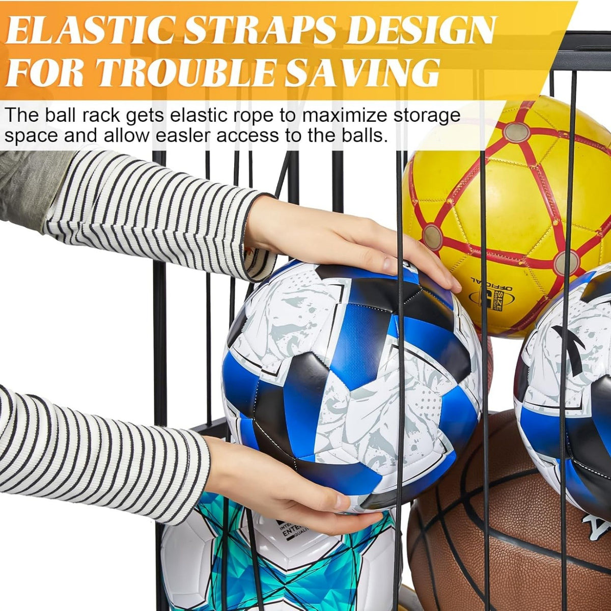 Wall & Floor Garage Ball Organizer , Black