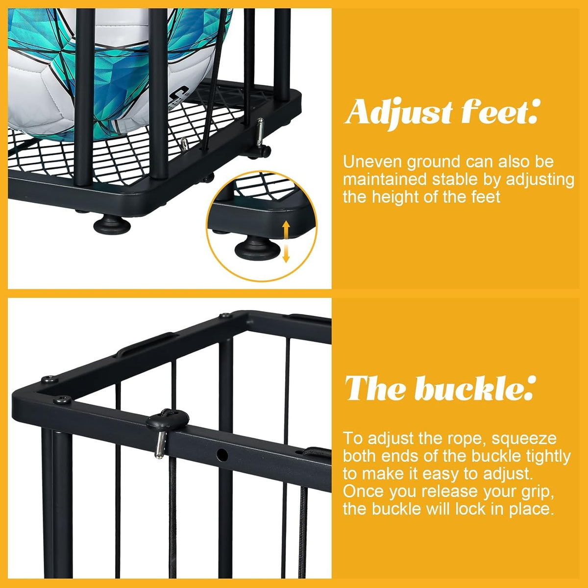Wall & Floor Garage Ball Organizer , Black